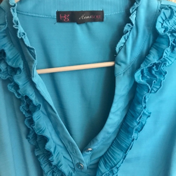 Heart Soul Blue ruffle top XL - Picture 3 of 5